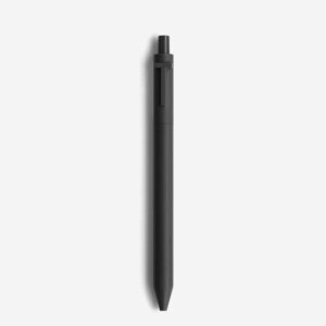 black pen on white background